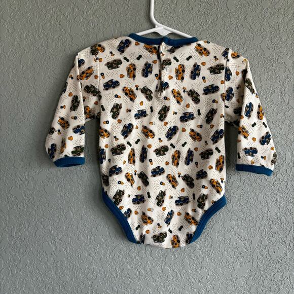 Tad Little Vintage Boys 6-9 Months Onesie bodysuit Blue Tan Trucks - Picture 6 of 7